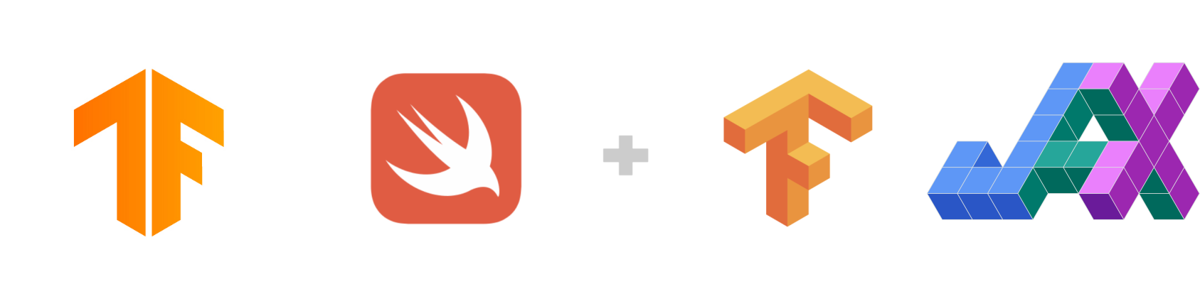 TensorFlow 2.0, Swift for
TensorFlow, and JAX logos