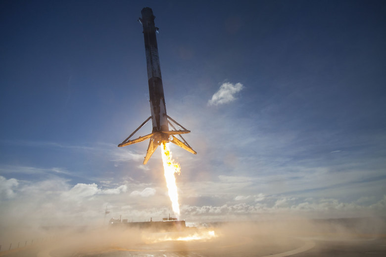A SpaceX rocket landing